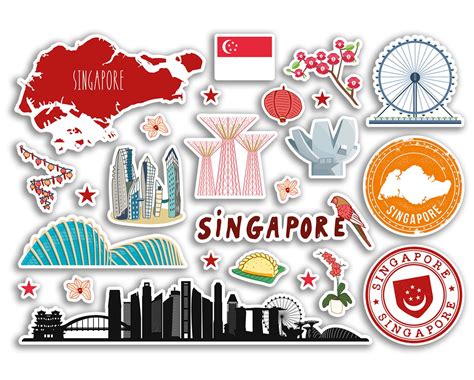 A5 Sticker Sheet Singapore Landmarks Vinyl Stickers Country Beach ...