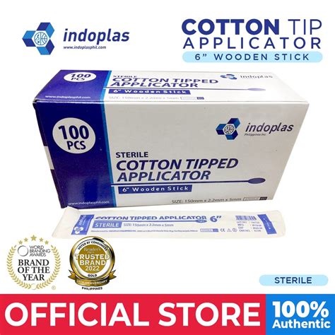 Indoplas Cotton Tip Applicator Stick Sterile - Box of 100 | Shopee ...