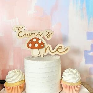 Mushroom ONE Cake Topper With Personalized Name, Boho Cake Topper ...