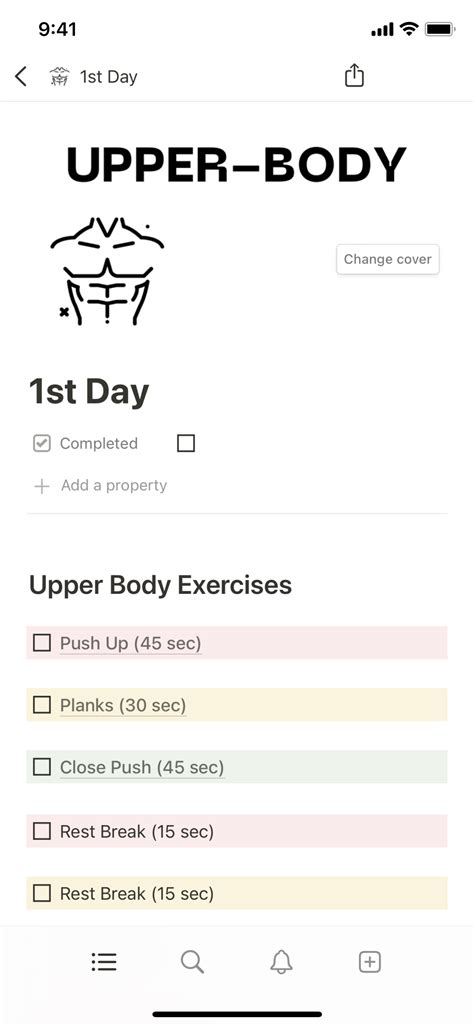 Notion Template Gallery – 30-day workout plan