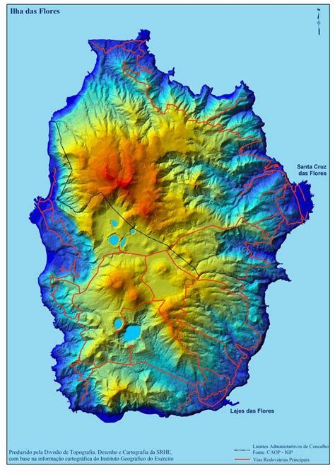 Flores Island Map, Portugal