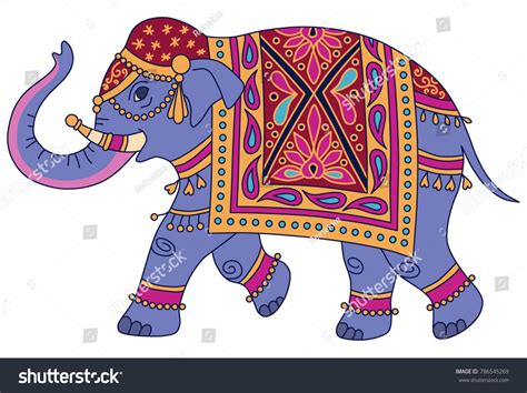 Blue Indian Elephant Decorated Traditional Style Stock Vector (Royalty ...