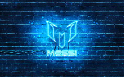 Lionel Messi blue logo blue brickwall, Leo Messi, fan art, Lionel Messi ...