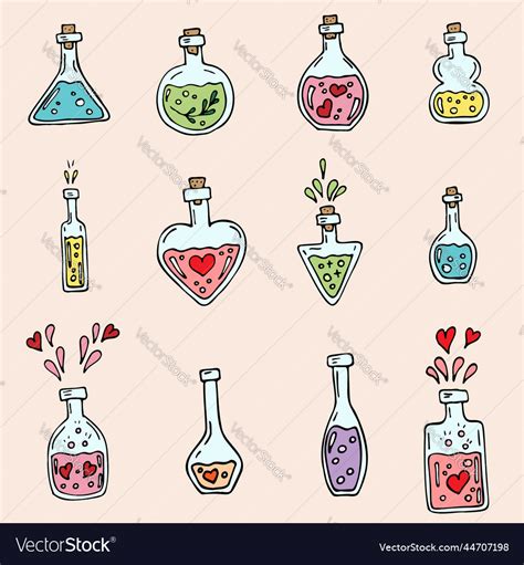 Potion bottles set alchemy set icons of glass Vector Image