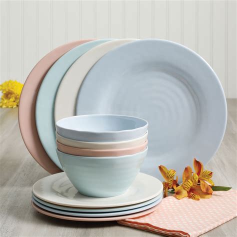 Gibson Home Brela Pastel Melamine 12-Piece Dinnerware Set - Walmart.com