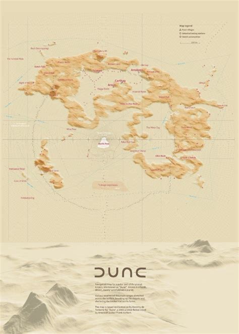 Dune Map. 3d Terrain Map of Arrakis. Dune Poster Arrakis | Etsy ...