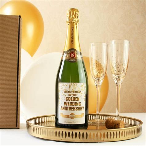 50th Golden Wedding Anniversary Champagne By BOTTLE BAZAAR | 50 golden ...