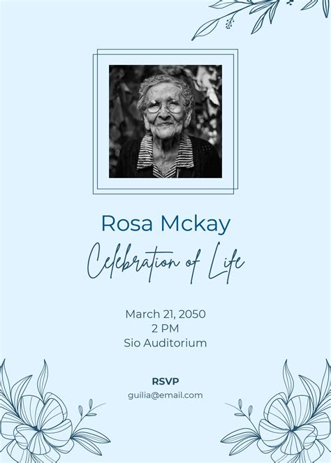 Celebration Of Life Invitation Template