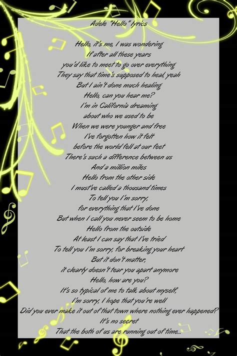 Adele - HELLO LYRICS