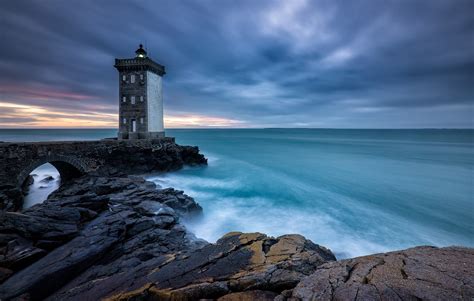 France, lighthouse, Le Conquet, sea, Brittany, 1080P, shore HD Wallpaper