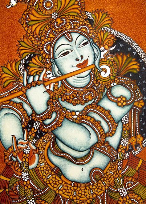 Sri Krishna - Traditional Kerala Mural Painting Painting by Anila ...