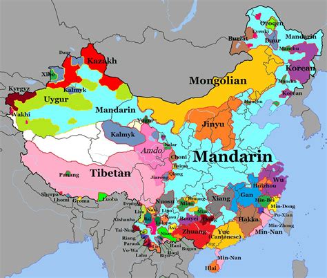 Main languages and dialects and where they are spoken in China.(Bridget ...