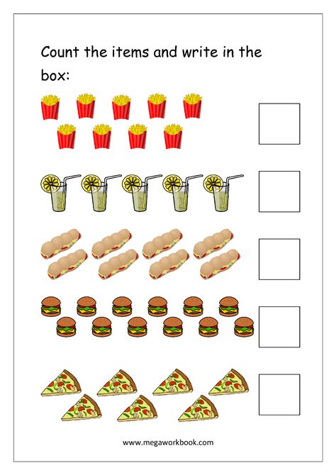 Free Printable Number Counting Worksheets - Count and Match - Count and ...