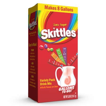 Skittles Sugar Free Variety Pack Drink Mix, 0.67 oz, 8 Count Gallon ...