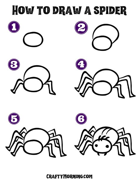 Easy Spider Drawing- Step by Step Printable - Crafty Morning