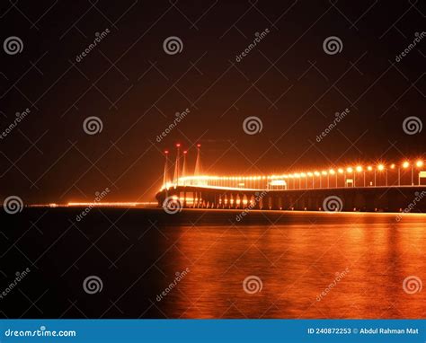 Penang Second Bridge Night View Stock Image - Image of line, reflection ...