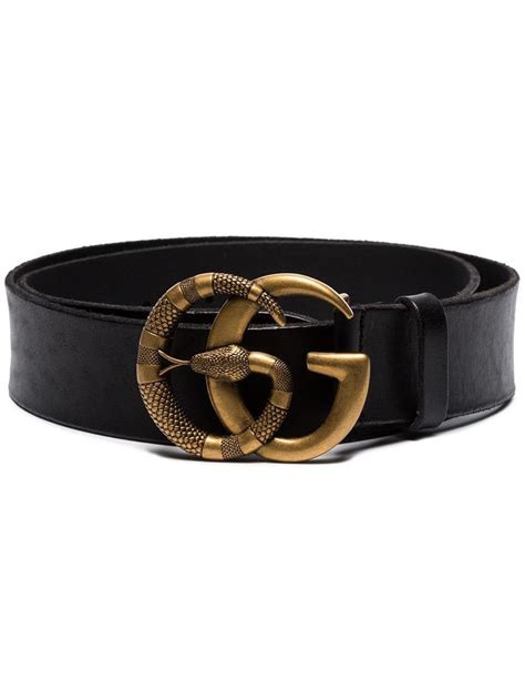 Gucci Leather Double G Snake Buckle Belt in Black for Men - Lyst