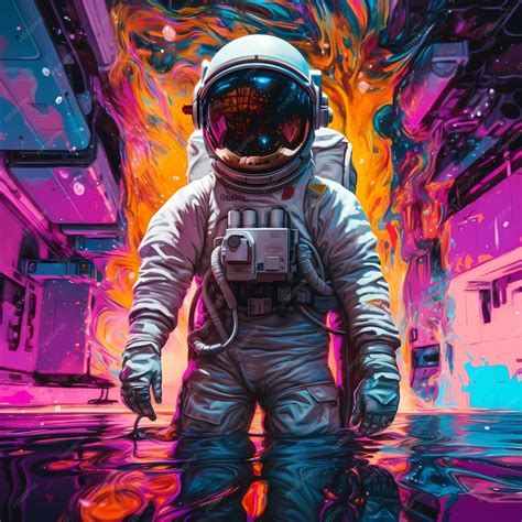 Premium AI Image | An Astronaut In A Pool Of Colors