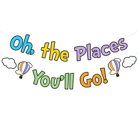 Buy MZ.ogm Oh The Places You'll Go Banner, Colorful Dr. Seuss Party ...