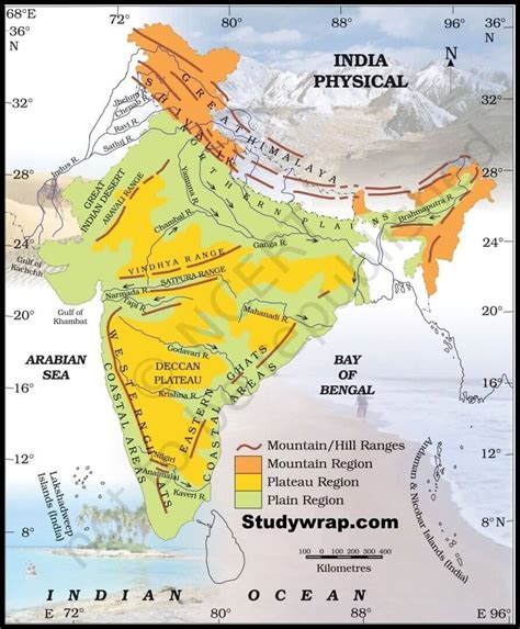 Map Of Mountain Ranges In India