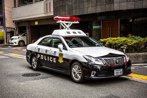 Japanese Police Car on the Street of Ikebukuro District of Tokyo ...