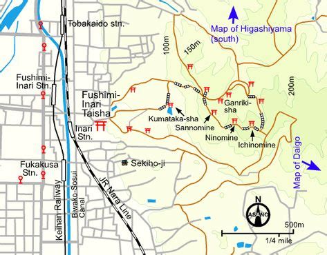 Local Map of Fushimi Inari Taisha shrine and vicinity | Cathé