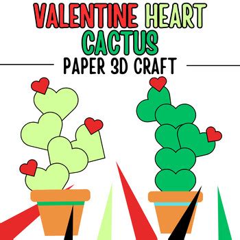 Valentine Heart Cactus 3D Paper Craft | Happy Valentines Fun Activity