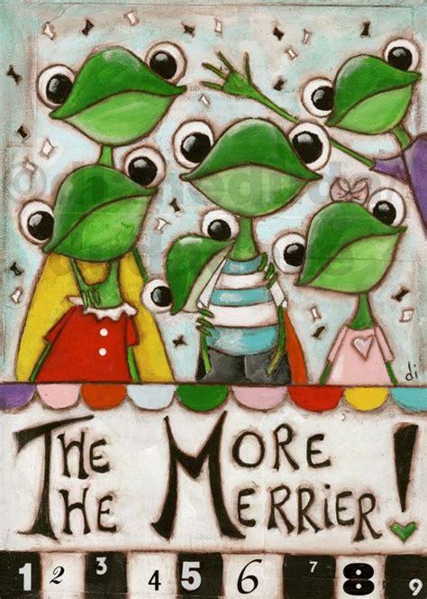 Original Whimsical Frog Painting on Wood "Merrier!" ©dianeduda/dudadaze ...