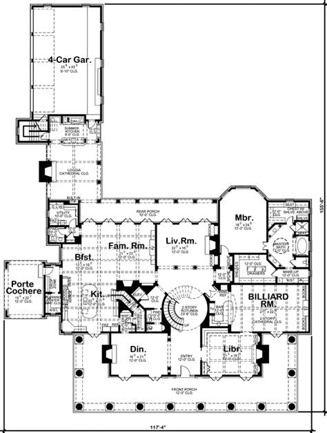 Plantation House Plan - 6 Bedrooms, 6 Bath, 9360 Sq Ft Plan 10-1603