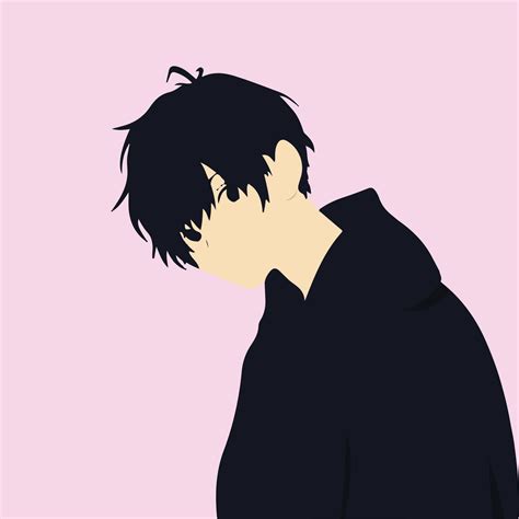 sad boy, Anime boy with black hair and hoodie, cool anime character ...