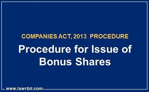 Procedure for Issue of Bonus Shares | Lawrbit