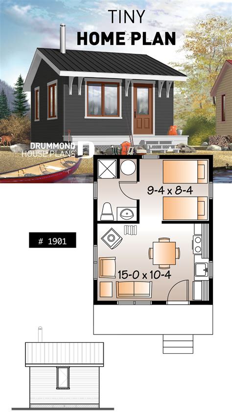 Tiny cabin home plan | Tiny house cabin, House plans, Tiny house floor ...