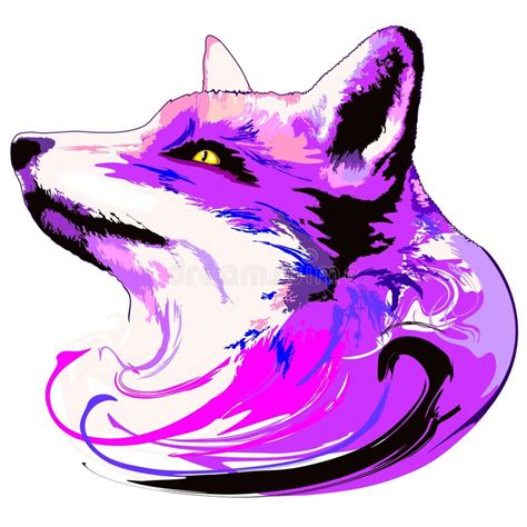 Purple Fox Spirit stock vector. Illustration of nature - 107911420