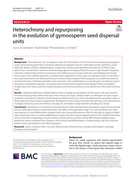 (PDF) Heterochrony and repurposing in the evolution of gymnosperm seed ...