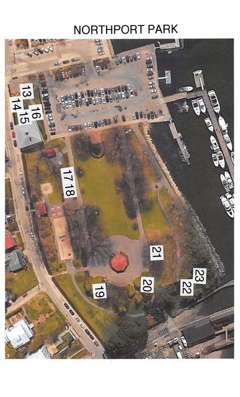 Map of Northport Picinic Tables in Cow Harbor Park and Northport Park ...