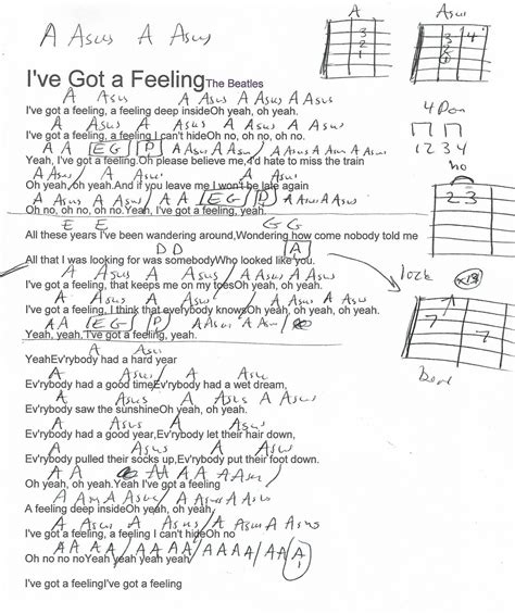 I've Got A Feeling (The Beatles) Guitar Chord Chart | Lyrics and chords ...