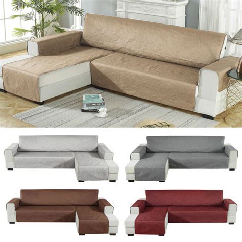 Corner Sofa Cover Couch Settee Covers L Shape Quilted Throw Anti ...