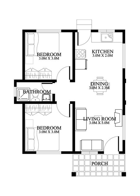 5 Small And Simple 2-Bedroom House Designs With Floor Plans | Small ...