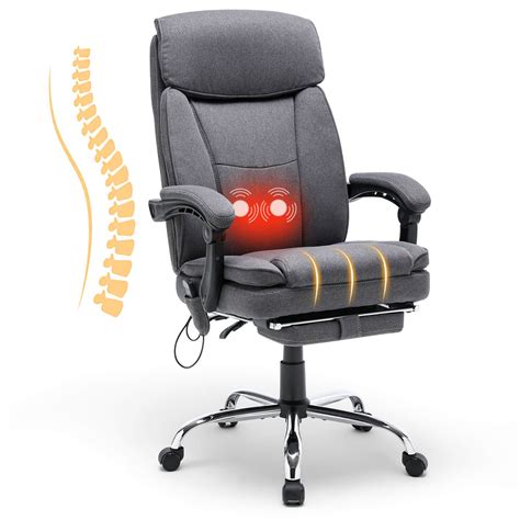 Ergonomic reclining massage office chair with breathable fabric dark ...