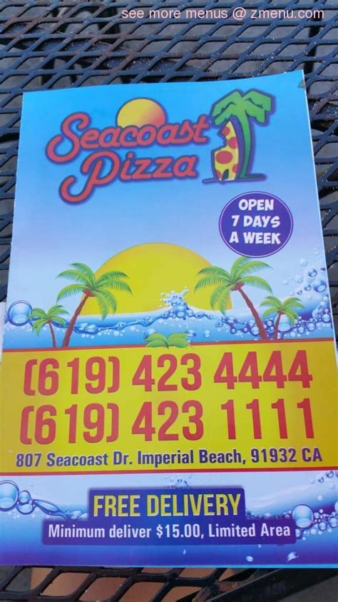 Online Menu of Seacoast Giant Pizza Restaurant, Imperial Beach ...