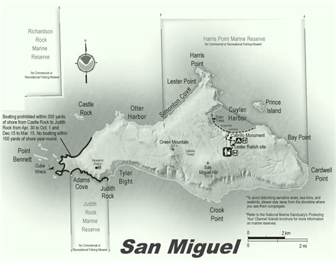 San Miguel Island hiking map