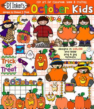 October Kids - Halloween Clip Art, Pumpkins and October Calendar by DJ ...