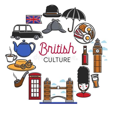 British or England Culture Vector Symbols Stock Vector - Illustration ...