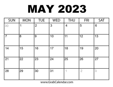 Calendar Free Printable 2023 May - Printable Templates Free