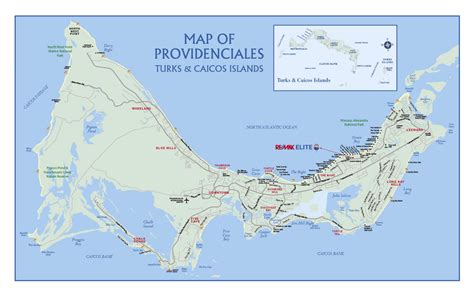 Large detailed road map of Providenciales Island, Turks and Caicos ...