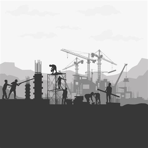 Premium Vector | Construction silhouette background.