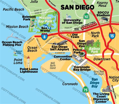 Tourist Map Of San Diego - Vector U S Map