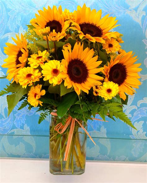 Delightful Sunflower Vase Bouquet by Chita's Floral Designs