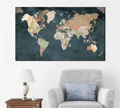 Highly Detailed World Map Art World Map Wall Art World Map - Etsy Canada