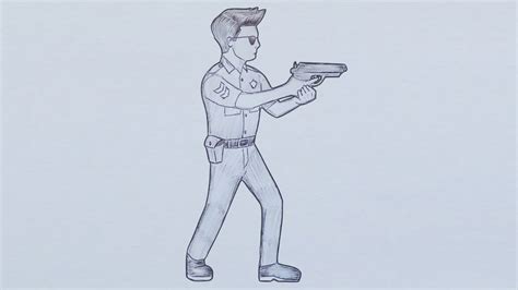 How to Draw Policeman With Gun Easy - YouTube